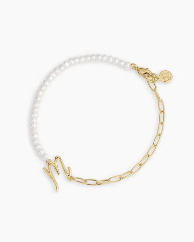 Gorjana Lou Pearl Alphabet Bracelet In 18k Gold Plated