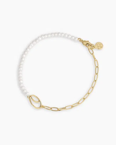 Gorjana Lou Pearl Alphabet Bracelet In 18k Gold Plated
