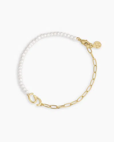Gorjana Lou Pearl Alphabet Bracelet In 18k Gold Plated