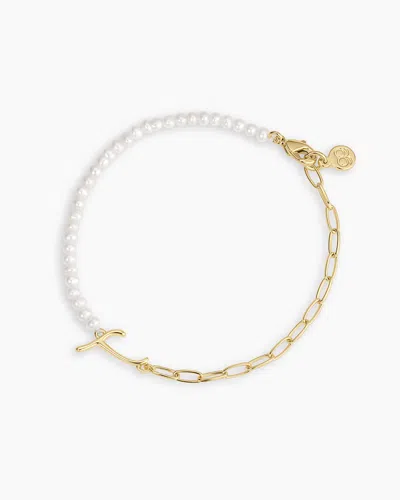 Gorjana Lou Pearl Alphabet Bracelet In 18k Gold Plated