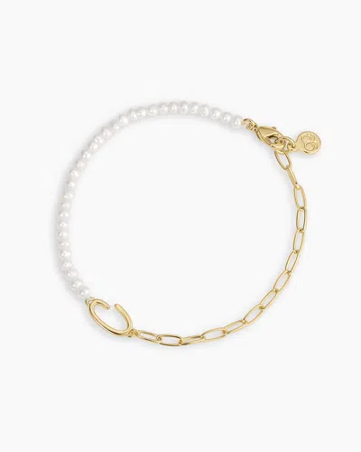 Gorjana Lou Pearl Alphabet Bracelet In 18k Gold Plated