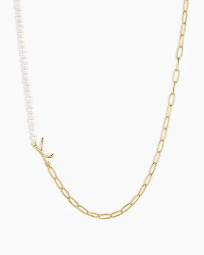 Gorjana Lou Pearl Alphabet Necklace In 18k Gold Plated