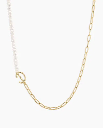 Gorjana Lou Pearl Alphabet Necklace In 18k Gold Plated