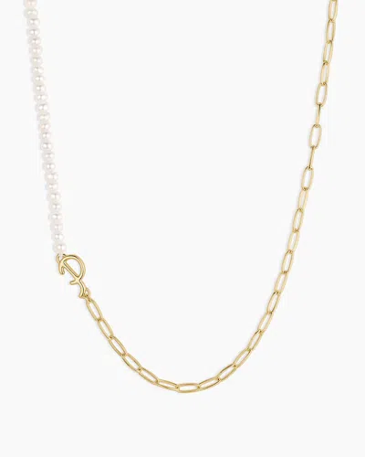 Gorjana Lou Pearl Alphabet Necklace In 18k Gold Plated