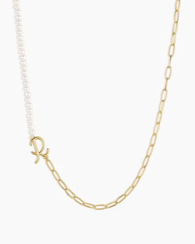 Gorjana Lou Pearl Alphabet Necklace In 18k Gold Plated