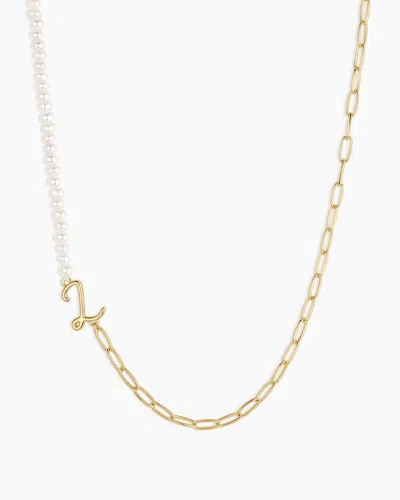 Gorjana Lou Pearl Alphabet Necklace In 18k Gold Plated