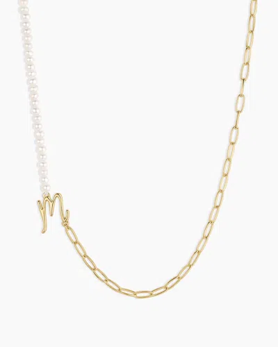 Gorjana Lou Pearl Alphabet Necklace In 18k Gold Plated
