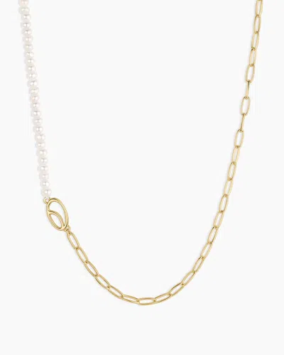 Gorjana Lou Pearl Alphabet Necklace In 18k Gold Plated