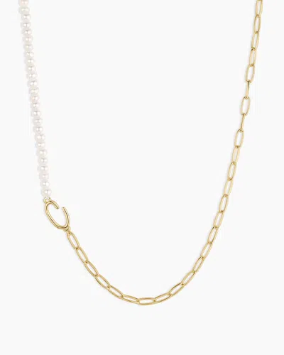 Gorjana Lou Pearl Alphabet Necklace In 18k Gold Plated