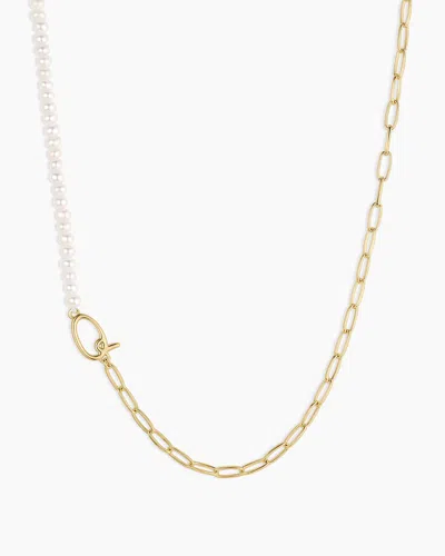 Gorjana Lou Pearl Alphabet Necklace In 18k Gold Plated