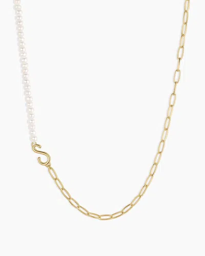 Gorjana Lou Pearl Alphabet Necklace In 18k Gold Plated
