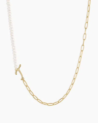 Gorjana Lou Pearl Alphabet Necklace In 18k Gold Plated