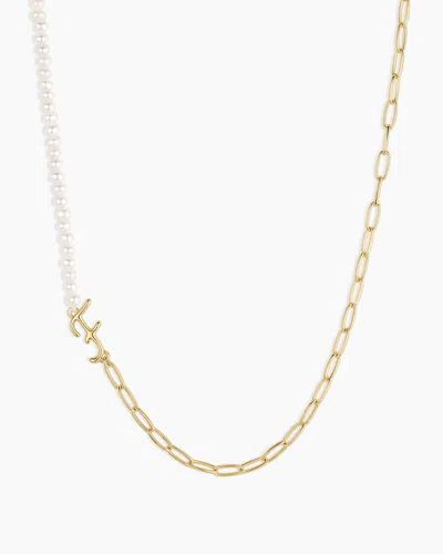 Gorjana Lou Pearl Alphabet Necklace In 18k Gold Plated