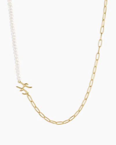 Gorjana Lou Pearl Alphabet Necklace In 18k Gold Plated