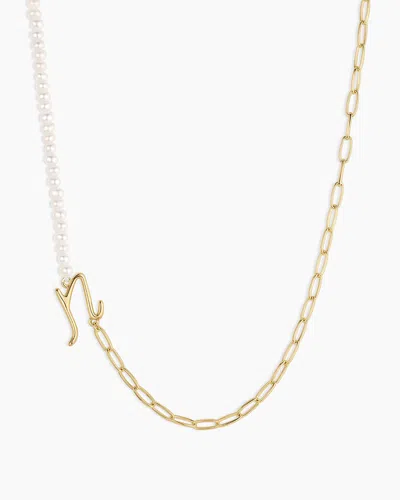 Gorjana Lou Pearl Alphabet Necklace In 18k Gold Plated