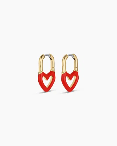 Gorjana Open Heart Enamel Padlock Huggies