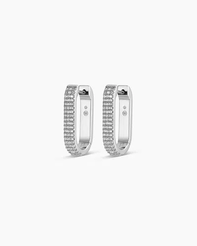 Gorjana Parker Shimmer Huggies In Rhodium Plated