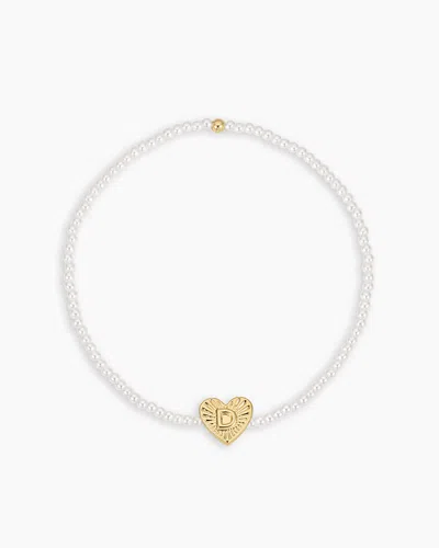 Gorjana Pearl Vintage Heart Alphabet Bracelet In 18k Gold Plated