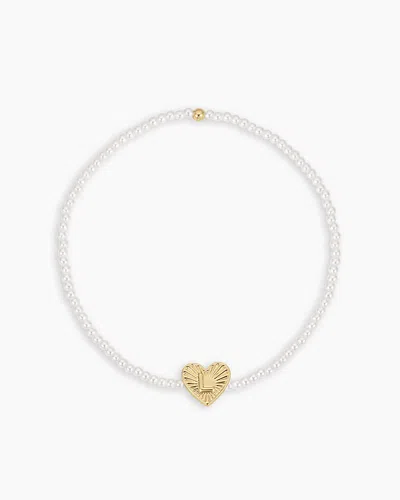 Gorjana Pearl Vintage Heart Alphabet Bracelet In 18k Gold Plated