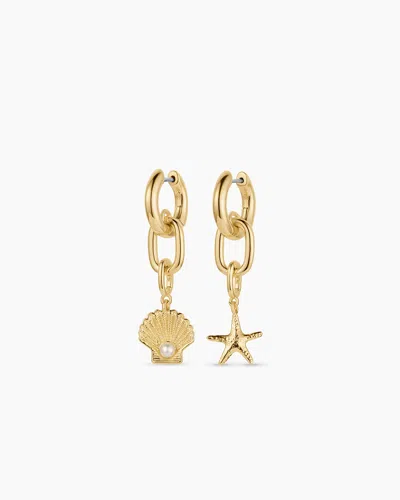 Gorjana Shell Pearl & Starfish Charm Huggies