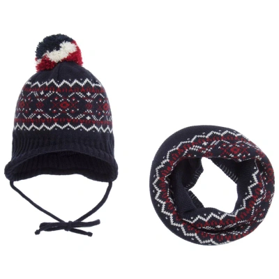 Gorros Navarro Babies' Boys Navy Blue Hat & Snood Set