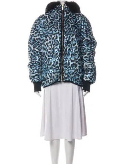 Pre-owned Gorski Animal Print Down Jacket In Blue