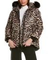 Gorski Printed Après-ski Jacket With Detachable Toscana Lamb Hood Trim In Brown