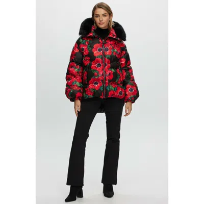 Gorski Apres-ski High-low Jacket With Detachable Lamb Hood Trim In Red