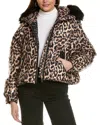 Gorski Printed Après-ski Jacket With Detachable Toscana Lamb Hood Trim In Brown