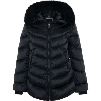 Gorski Apres-ski Jacket With Detachable Lamb Hood Trim In Black