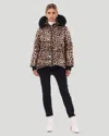 Gorski Printed Après-ski Jacket With Detachable Toscana Lamb Hood Trim In Brown