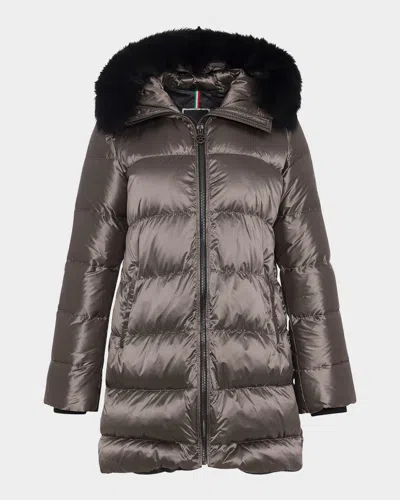 Gorski Apres-ski Jacket With Detachable Toscana Lamb Hood Trim In Gray
