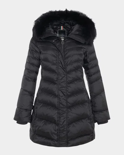 Gorski Apres-ski Jacket With Detachable Toscana Lamb Shearling Hood Trim In Black