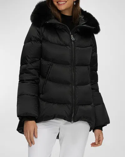 Gorski Apres-ski Jacket With Detachable Toscana Lamb Shearling Hood Trim In Black