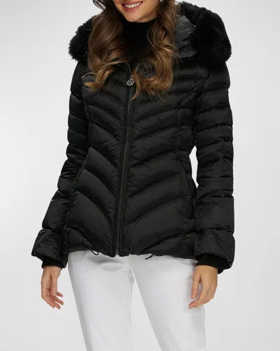 Gorski Apres-ski Jacket With Detachable Toscana Lamb Shearling Hood Trim In Black
