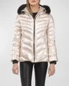Gorski Apres-ski Jacket With Detachable Toscana Lamb Shearling Hood Trim In Gold/black