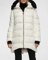 Gorski Apres-ski Jacket With Detachable Toscana Lamb Shearling Hood Trim In Ivory/black