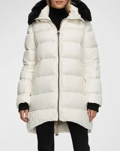 Gorski Apres-ski Jacket With Detachable Toscana Lamb Shearling Hood Trim In Ivory/black