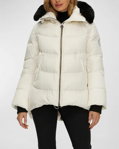 Gorski Apres-ski Jacket With Detachable Toscana Lamb Shearling Hood Trim In Ivory/black
