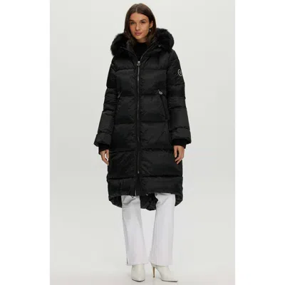 Gorski Apres-ski Long Coat With Detachable Trim In Black