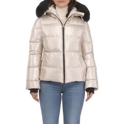 Gorski Apres-ski Short Bomber Jacket With Detachable Genuine Shearling Hood Trim In Multi