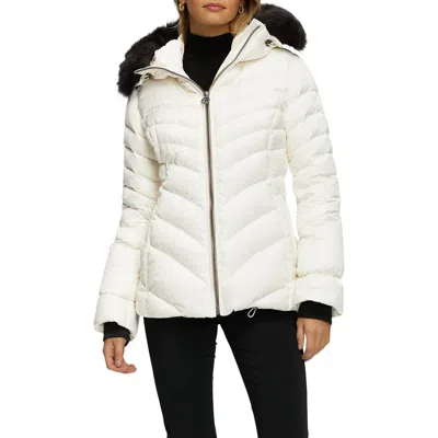 Gorski Apres-ski Chevron Parka With Detachable Toscana Lamb Hood Trim In White