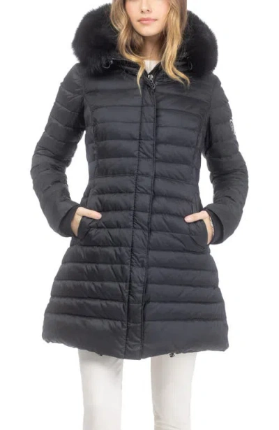 Gorski Apres-ski Horizontal Parka With Detachable Toscana Lamb Hood Trim In Black