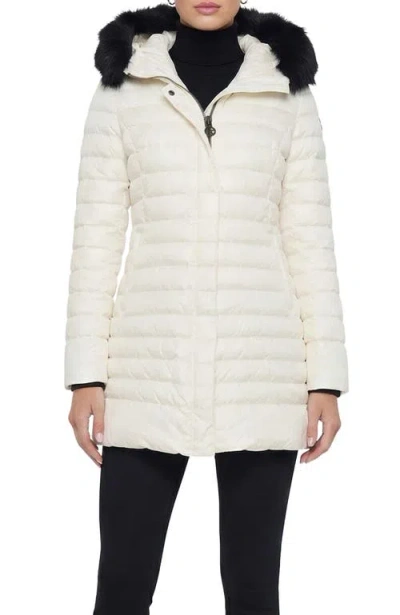 Gorski Apres-ski Horizontal Parka With Detachable Toscana Lamb Hood Trim In White