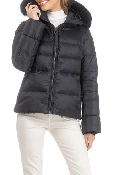 Gorski Apres-ski Horizontal Short Parka With Detachable Toscana Lamb Hood Trim In Black