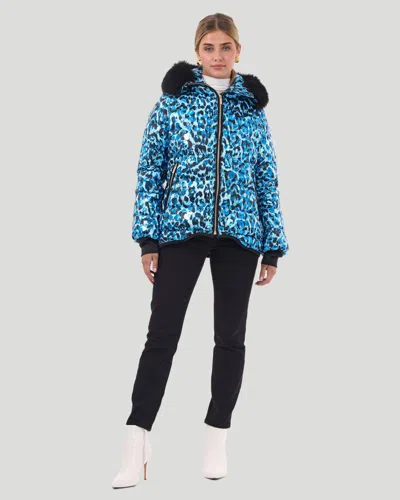 Gorski Apres-ski Jacket With Detachable Toscana Shearling Lamb Hood Trim In Blue