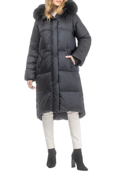 Gorski Apres-ski Long Parka With Detachable Toscana Lamb Hood Trim In Blue