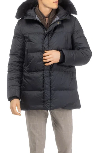Gorski Apres-ski Parka, Detachable Toscana Lamb Hood Trim In Blue