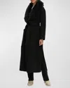 Gorski Belted Cashmere Wrap Coat With Detachable Merinillo Lamb Shearling Collar In Black