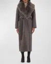 Gorski Belted Cashmere Wrap Coat With Detachable Merinillo Lamb Shearling Collar In Brown/brown